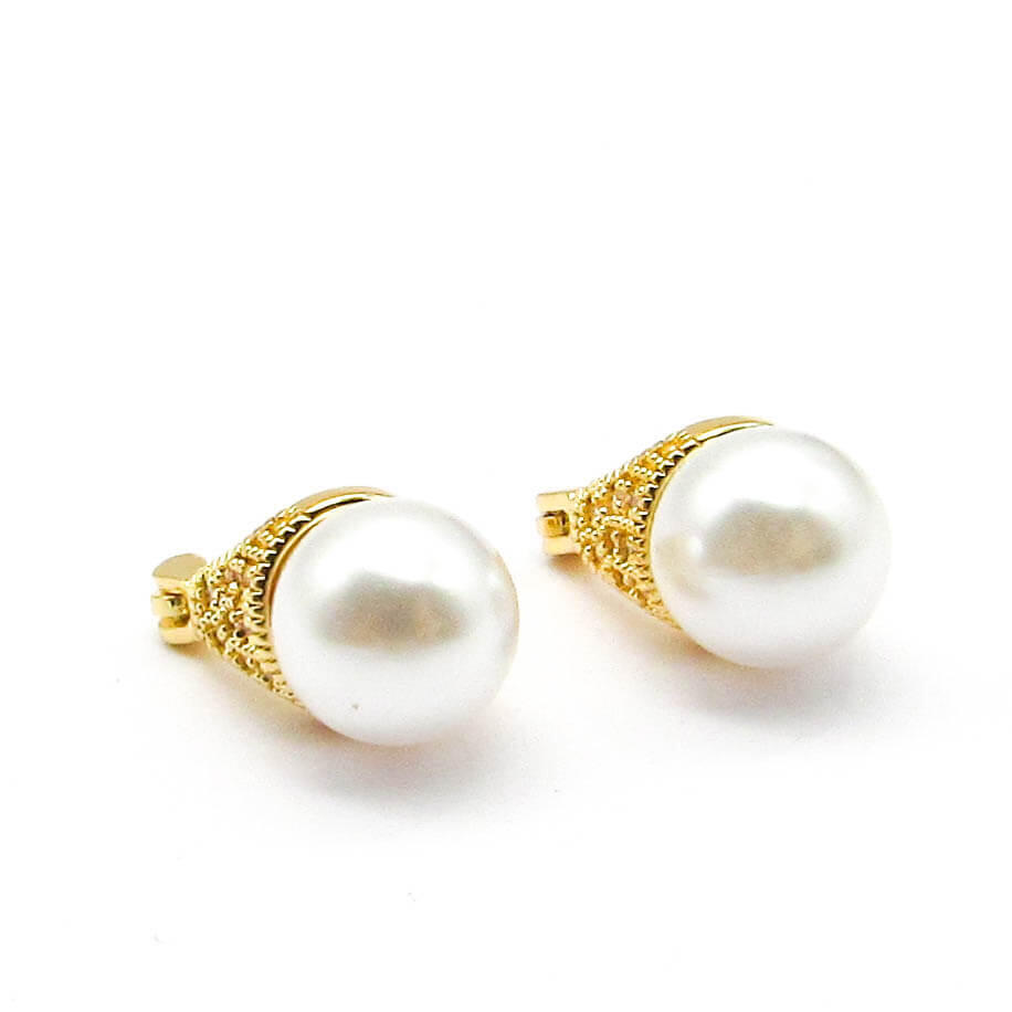 AROS ARGOLLA PERLA / ACERO DORADO