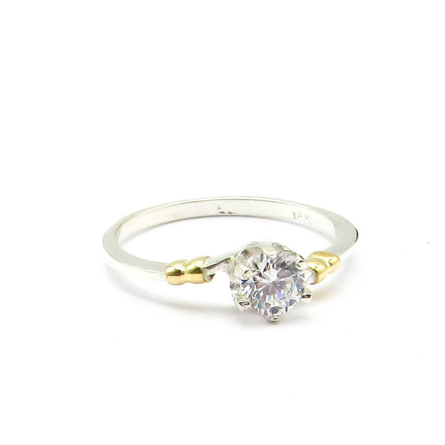 ANILLO COMPROMISO CUBIC / PLATA Y ORO