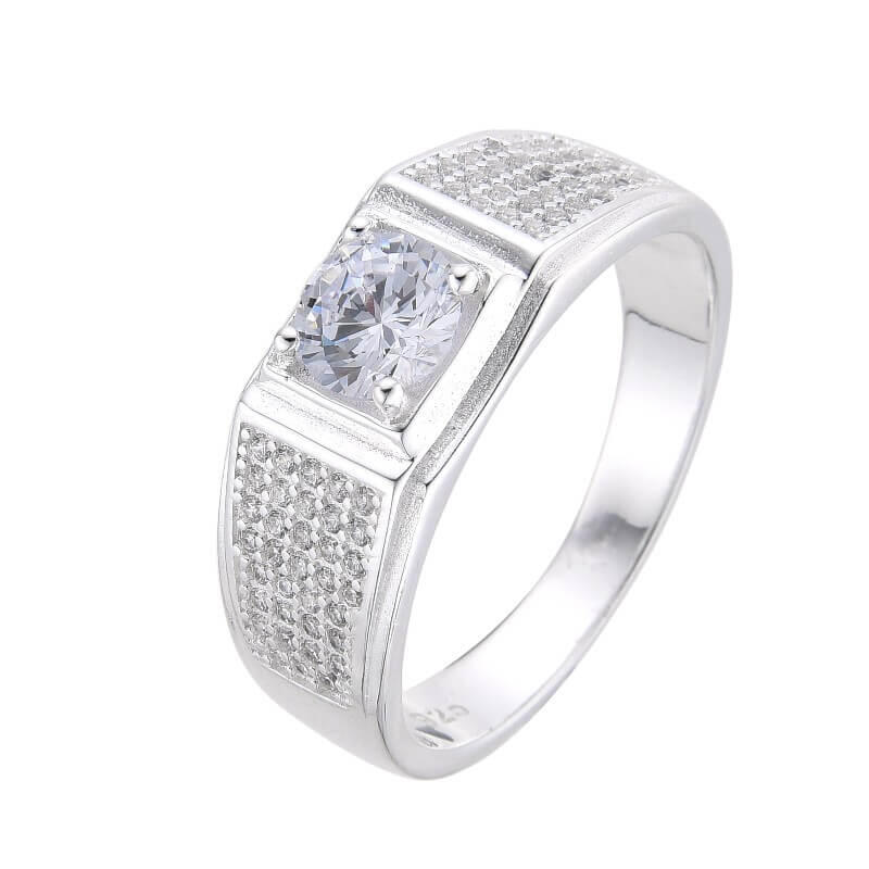 ANILLO SELLO CENTRO CUBIC / PLATA