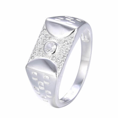 ANILLO SELLO CENTRO CUBIC / PLATA