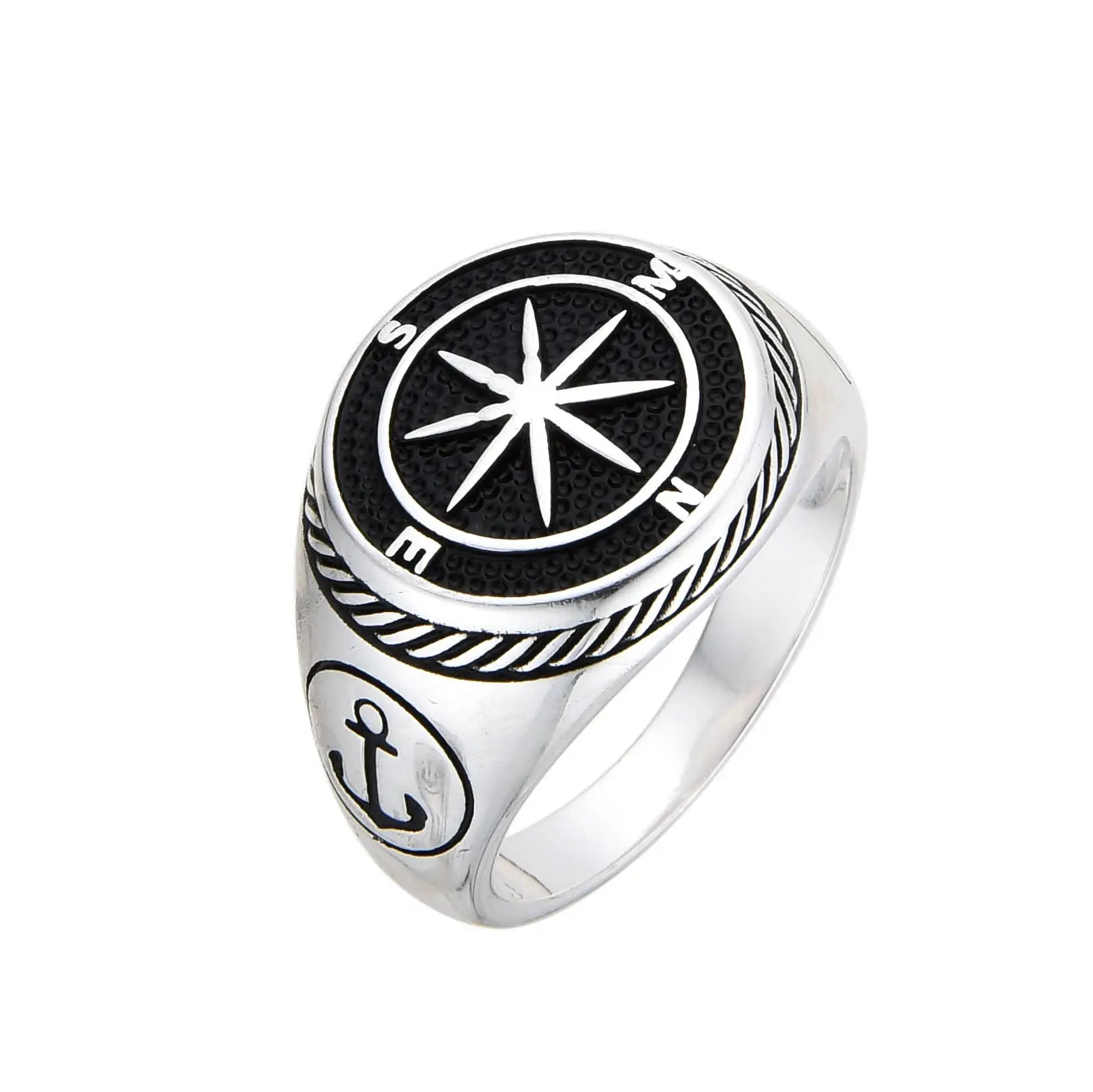 ANILLO SELLO BRÚJULA / PLATA