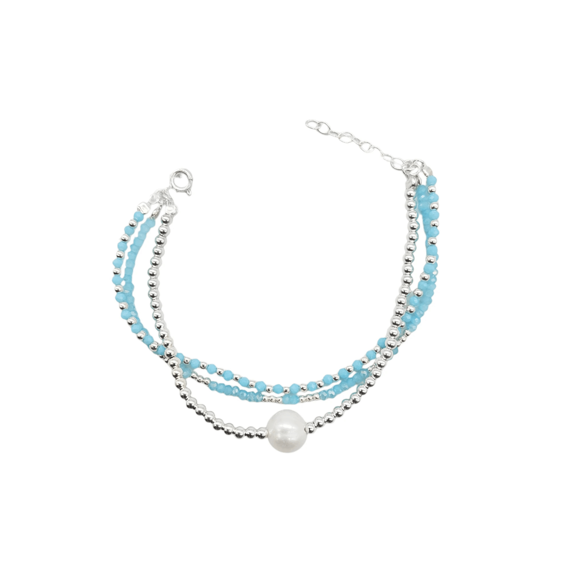 PULSERA CRISTALES PERLA MULTICOLOR / PLATA