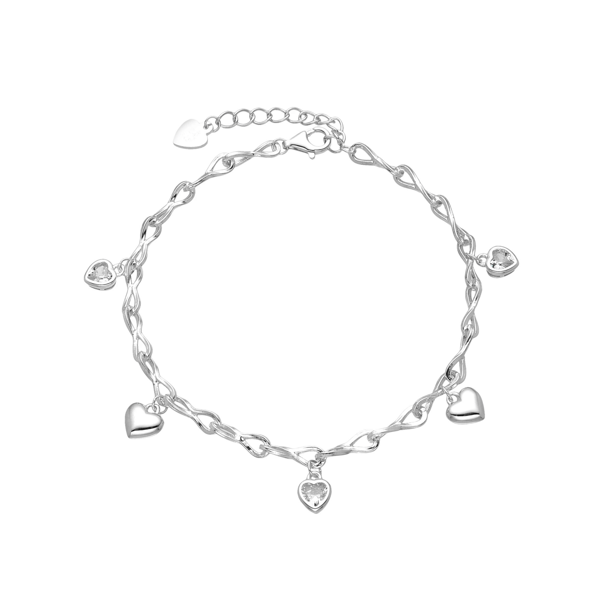 PULSERA CORAZONES CUBIC / PLATA