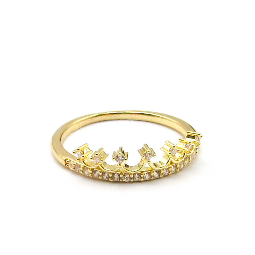 ANILLO CORONA PIEDRAS / ACERO DORADO