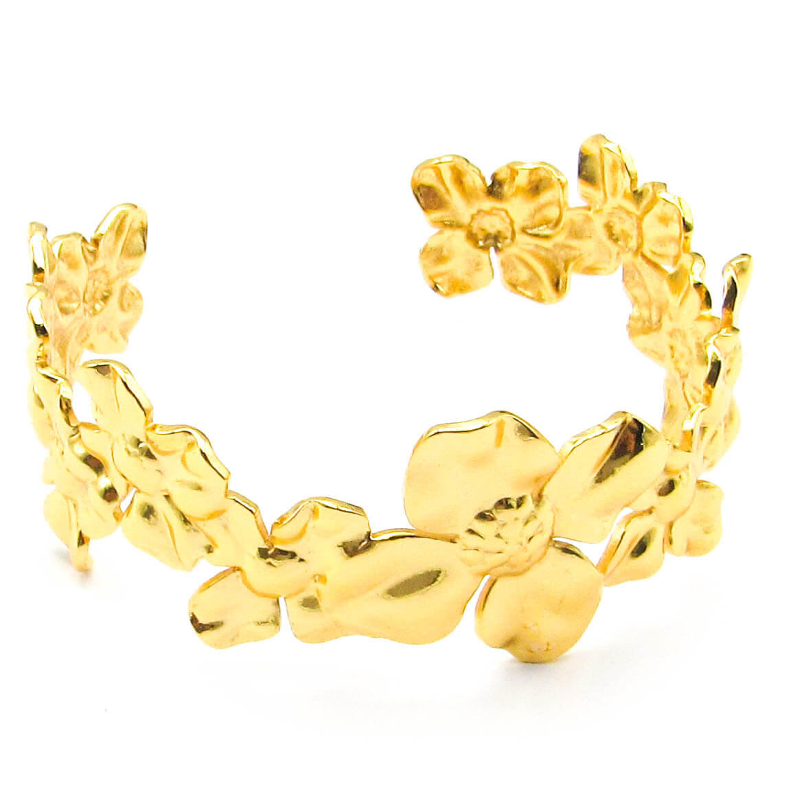 ESCLAVA FLORES / ACERO DORADO