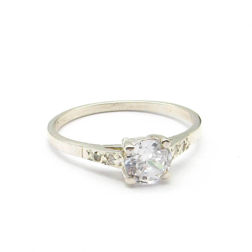 ANILLO CINTILLO CENTRO 6MM GRIFAS*4 4547 /PLATA