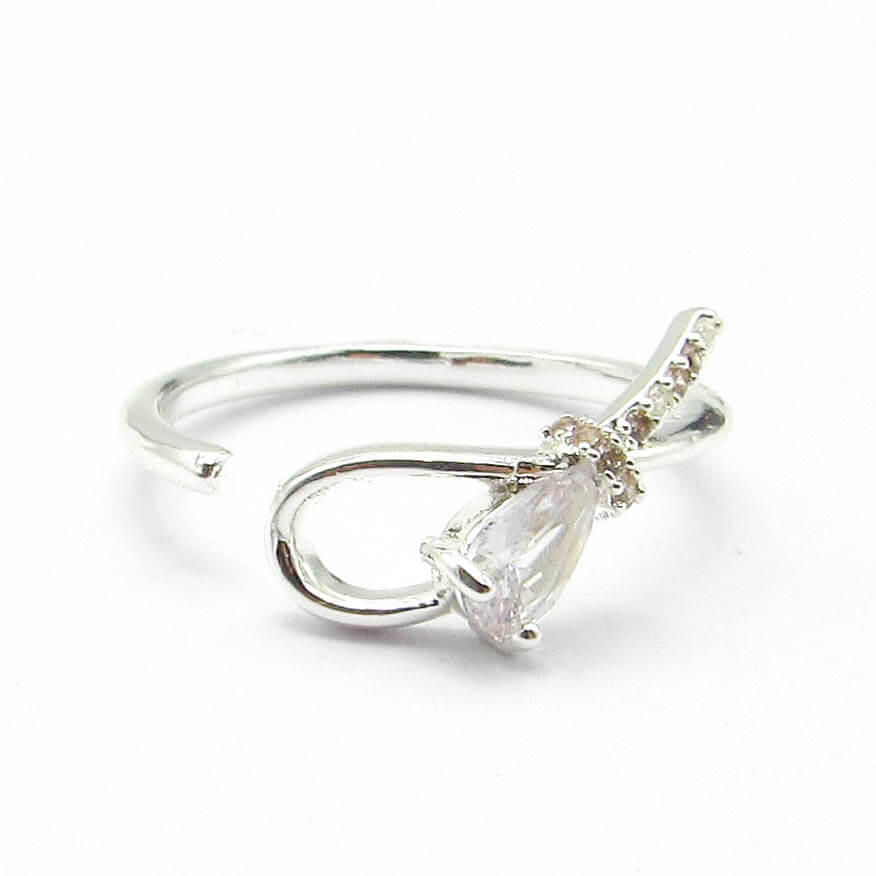 ANILLO NUDO PIEDRAS / ACERO BLANCO