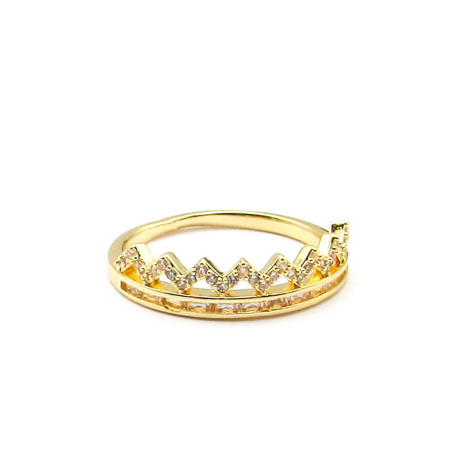 ANILLO PIEDRAS DOBLE / ACERO DORADO