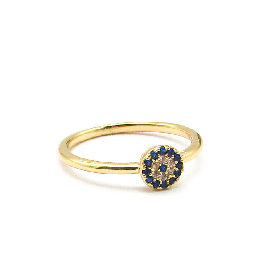 ANILLO PIEDRAS AZUL / ACERO DORADO