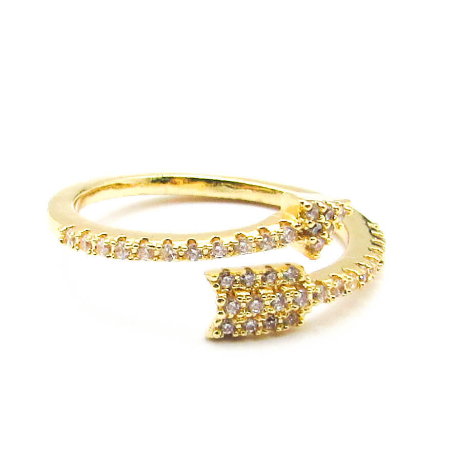 ANILLOS FLECHA PIEDRAS  / ACERO DORADO