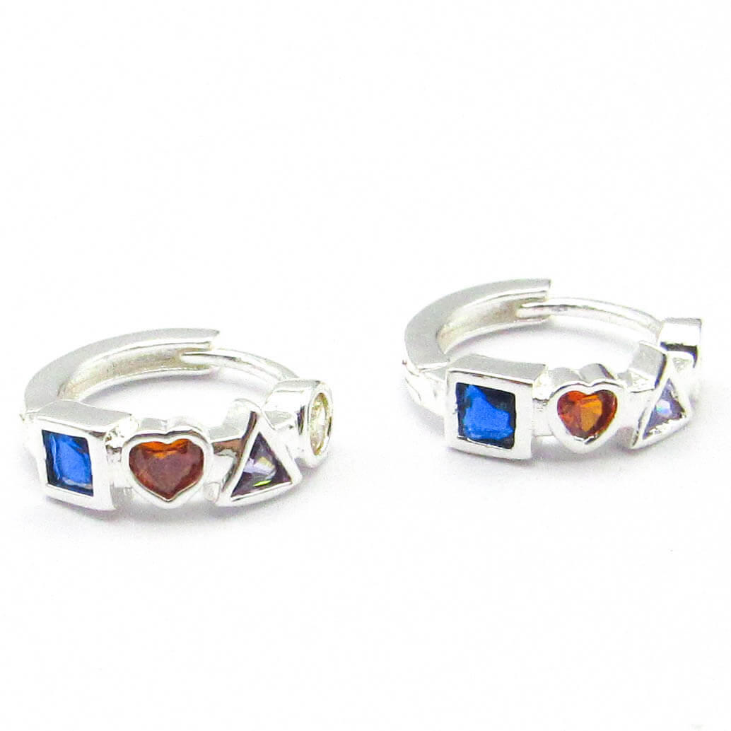 AROS ARGOLLA FORMAS PIEDRAS MULTICOLOR /ACERO BLANCO
