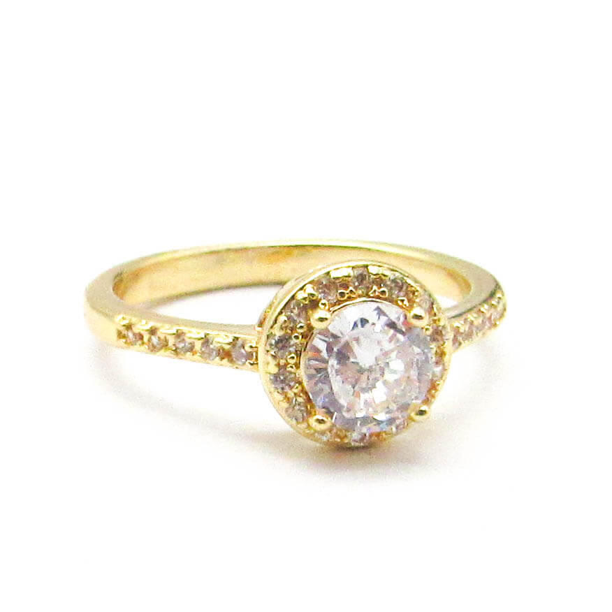 ANILLO CENTRO PIEDRAS / ACERO DORADO
