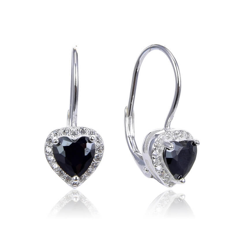 AROS ARGOLLA CORAZÓN CUBIC NEGRO / PLATA