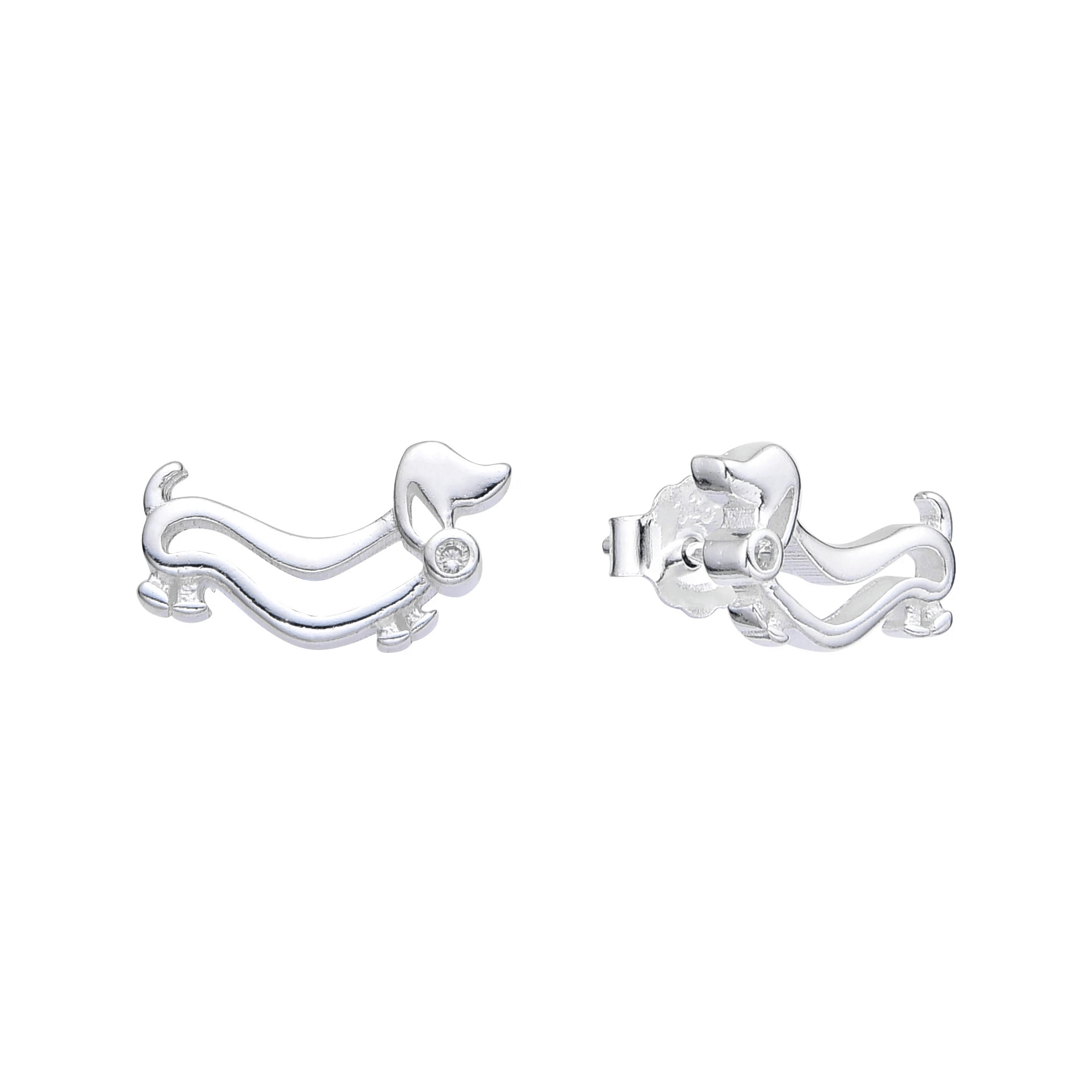 ARO PASANTE PERRO SALCHICHA CUBIC  / PLATA
