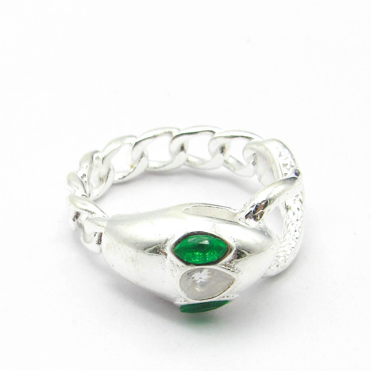ANILLO SERPIENTE PIEDRAS / ACERO BLANCO