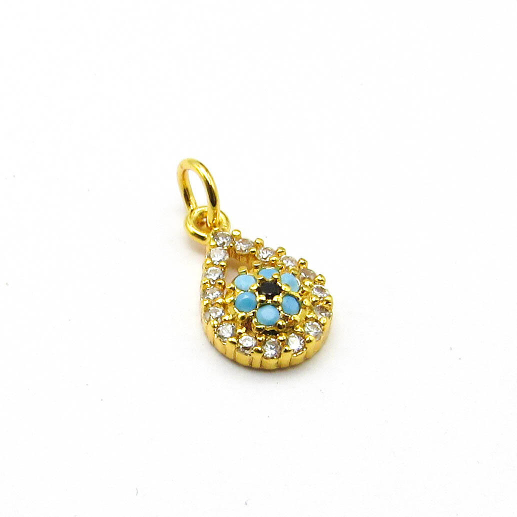 DIJE OJO PIEDRAS / ACERO DORADO