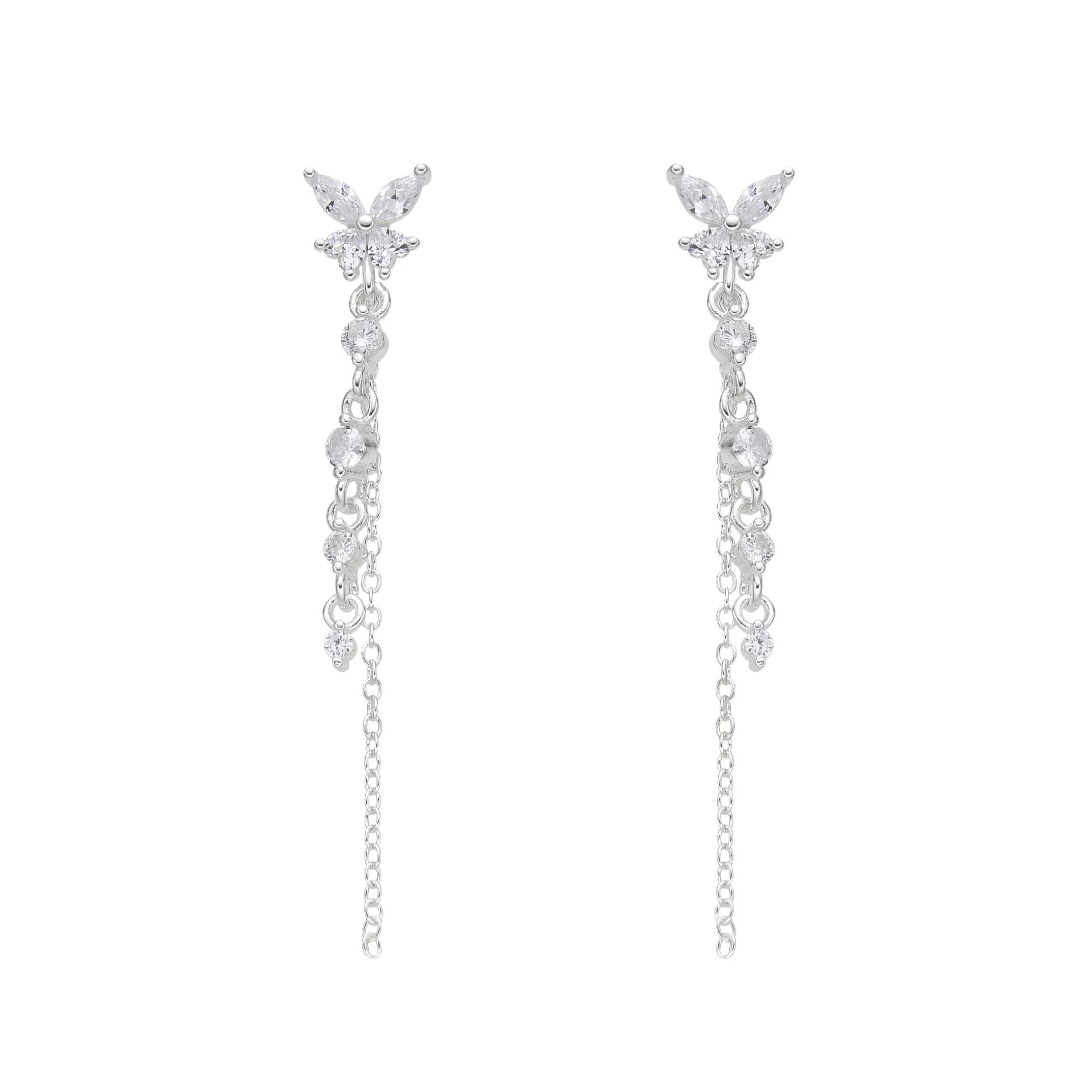 ARO PASANTE MARIPOSA CUBIC COLGANTE / PLATA