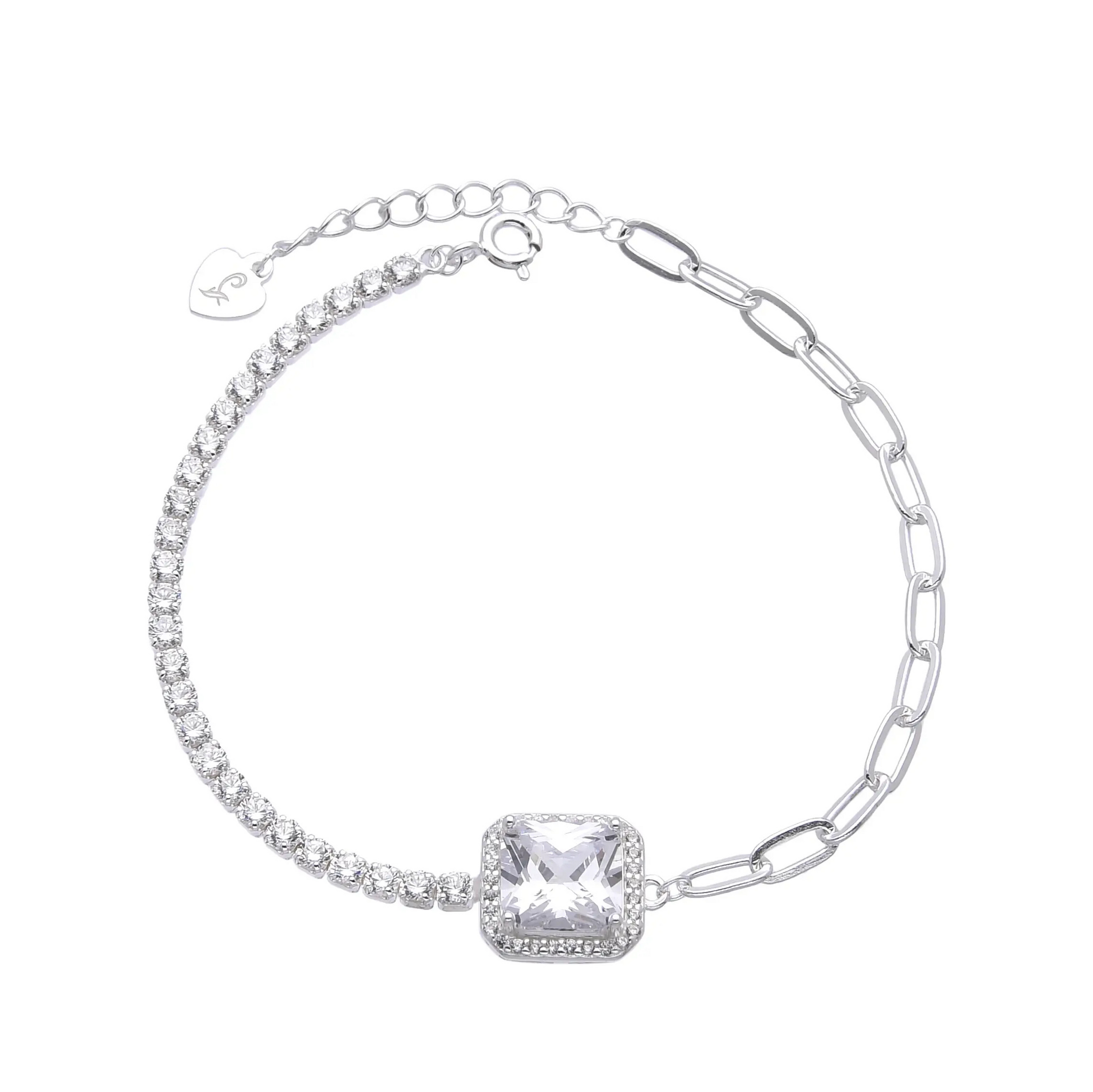 PULSERA PUNTOS DE LUZ CENTRO CUBIC / PLATA