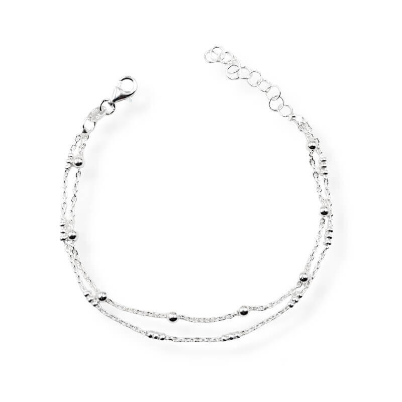 PULSERA MULTIHILO BOLITAS / PLATA
