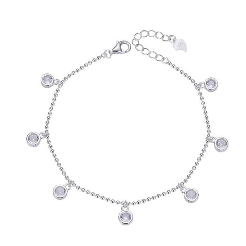 TOBILLERA PUNTOS DE LUZ 5MM CUBIC / PLATA