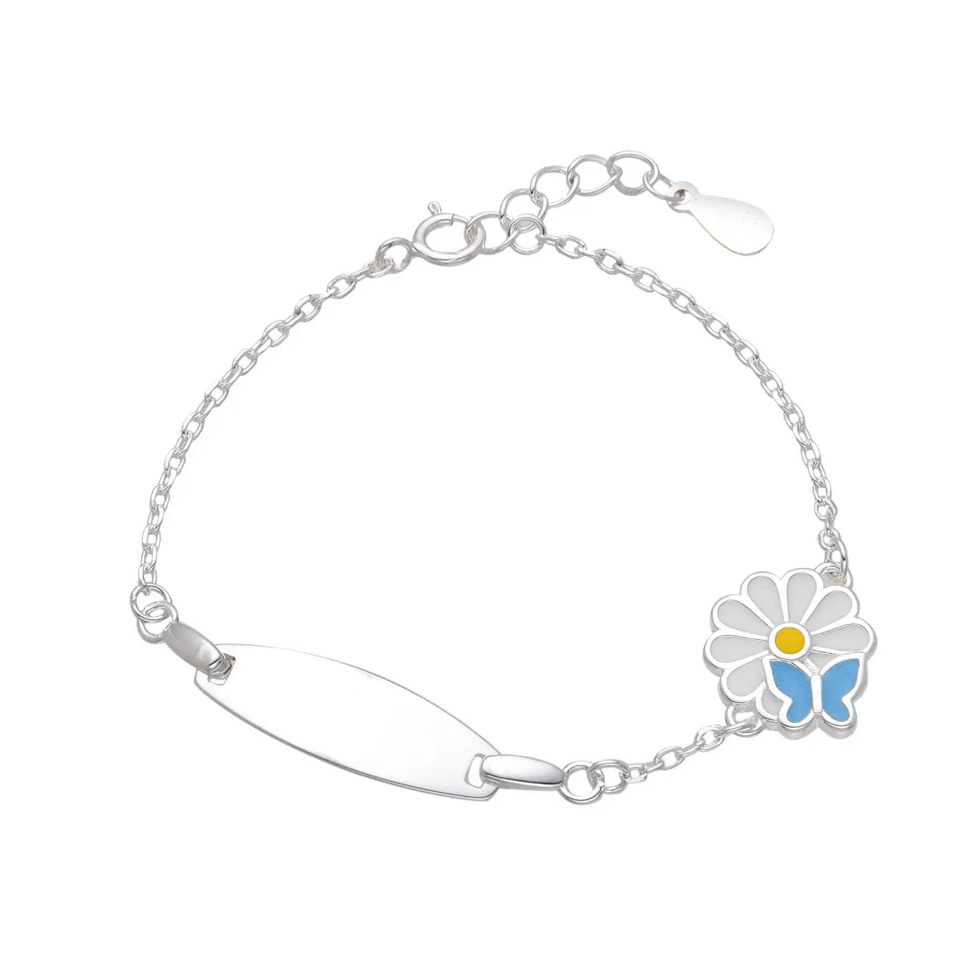 PULSERA IDENTIDAD MARGARITA MARIPOSA ESMALTE / PLATA