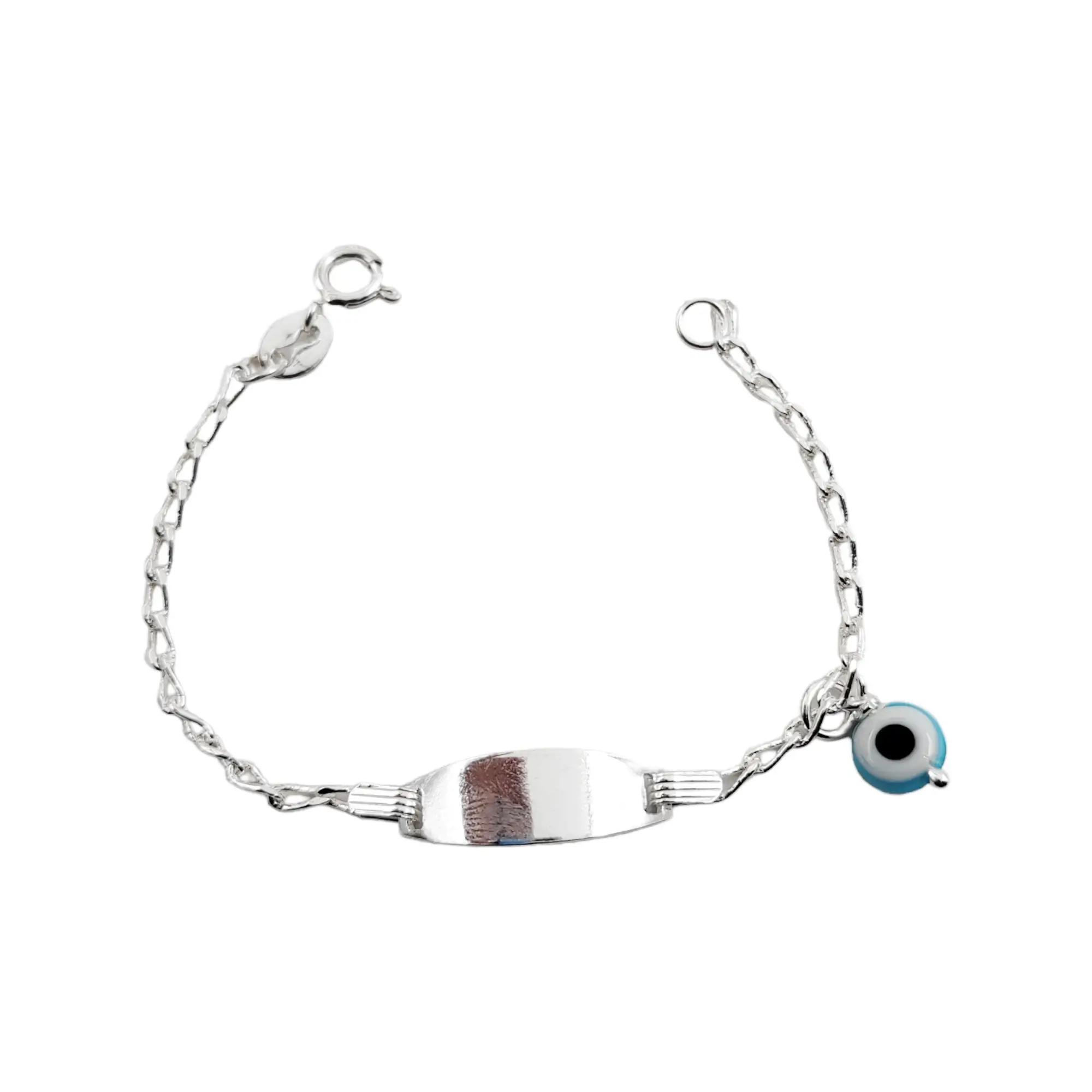 PULSERA IDENTIDAD OJO TURCO CELESTE / PLATA