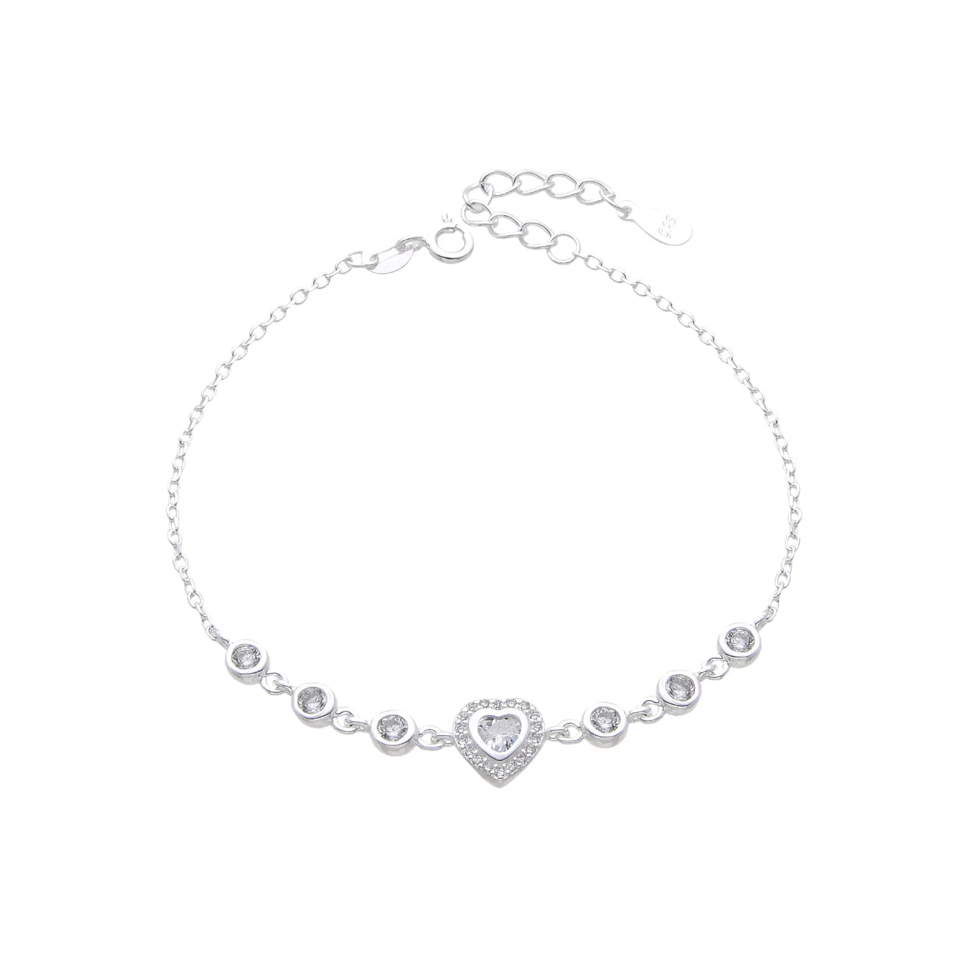 PULSERA CORAZÓN PUNTO DE LUZ CUBIC / PLATA