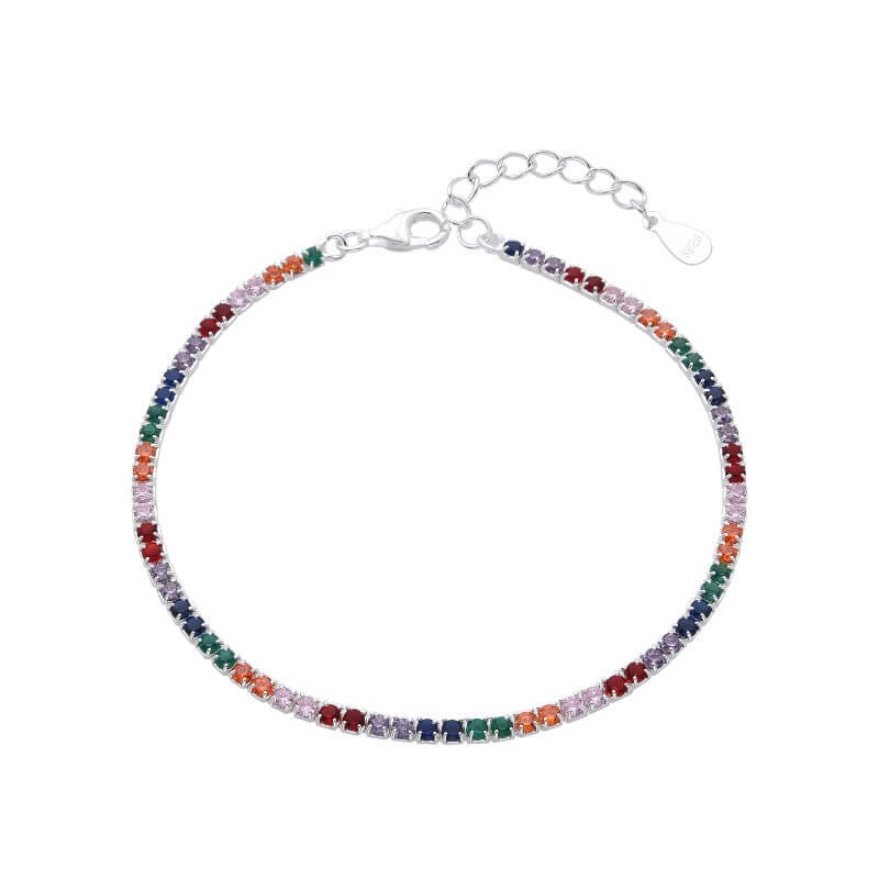 PULSERA TENNIS CUBIC MULTICOLOR / PLATA