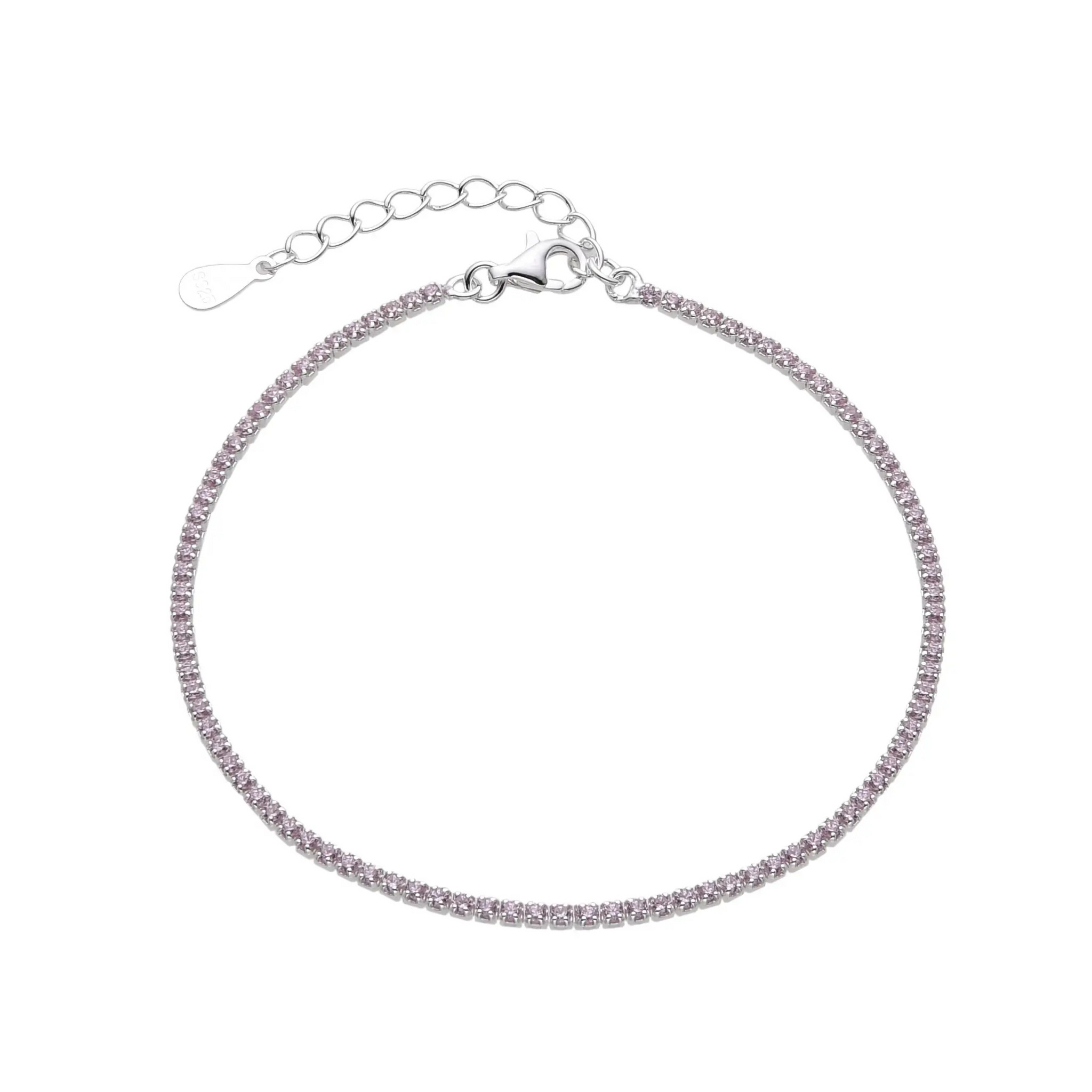 PULSERA TENNIS CUBIC ROSA / PLATA