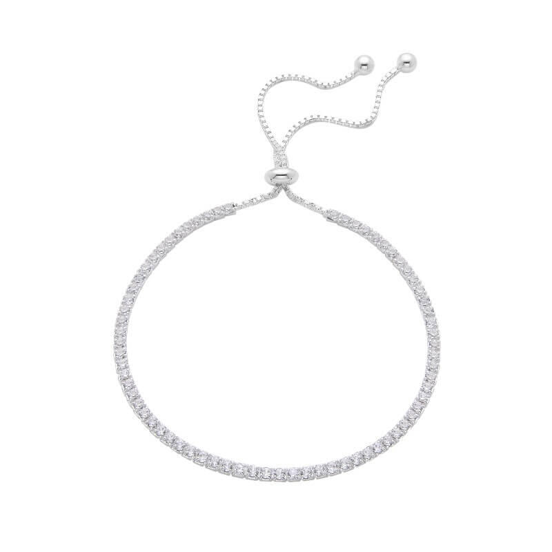 PULSERA TENNIS AJUSTABLE CUBIC / PLATA