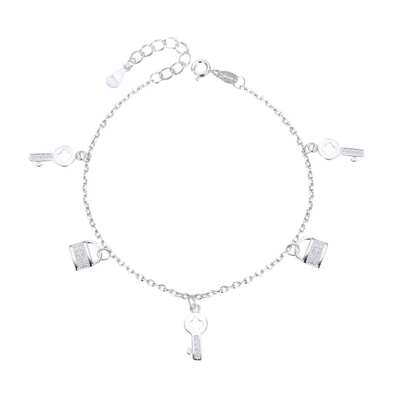 PULSERA CANDADO Y LLAVES CUBIC / PLATA
