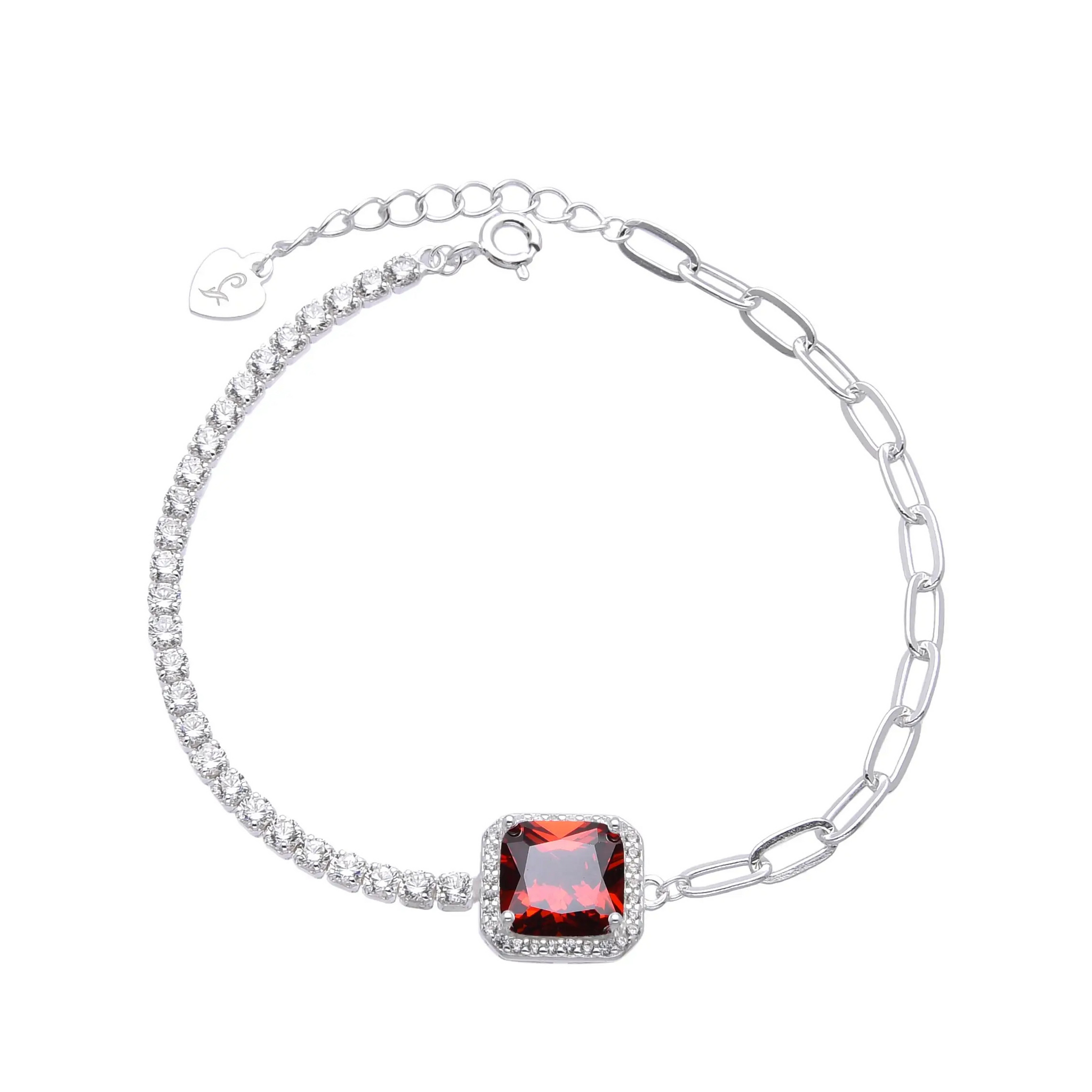 PULSERA PUNTOS DE LUZ CENTRO CUBIC ROJO / PLATA