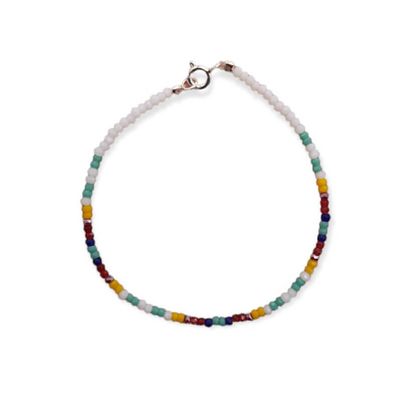 PULSERA CRISTALES MULTICOLOR BOLITAS / PLATA