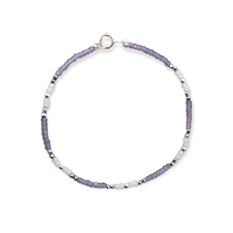 PULSERA CRISTALES MULTICOLOR BOLITAS / PLATA