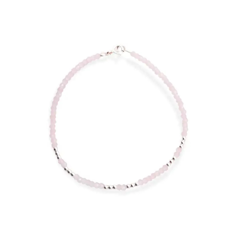PULSERA CRISTALES ROSA BOLITAS / PLATA