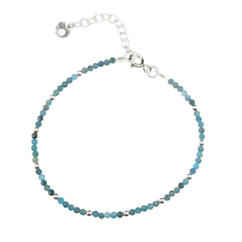PULSERA CRISTALES AZUL BOLITAS / PLATA