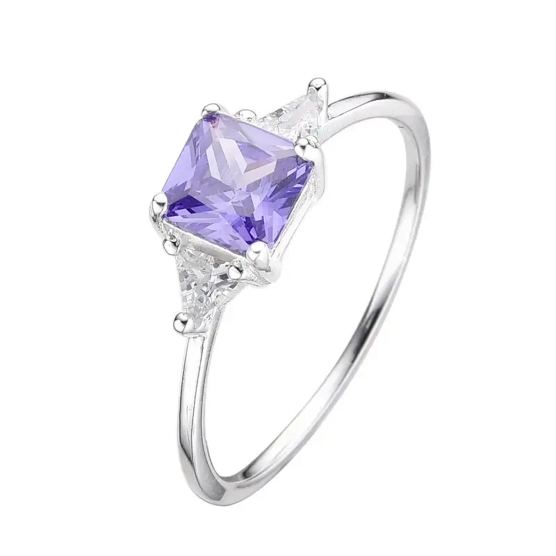 ANILLO CUBIC MORADO / PLATA
