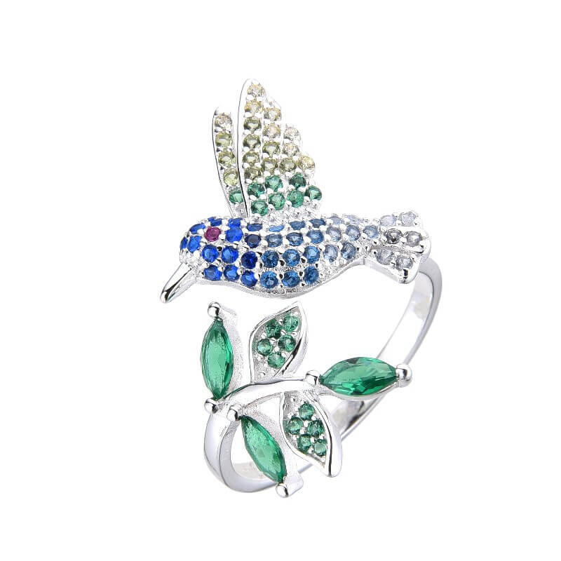 ANILLO COLIBRÍ CUBIC MULTICOLOR / PLATA