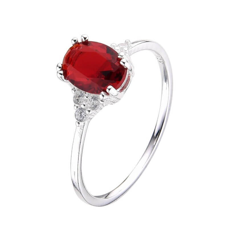 ANILLO CUBIC ROJO / PLATA