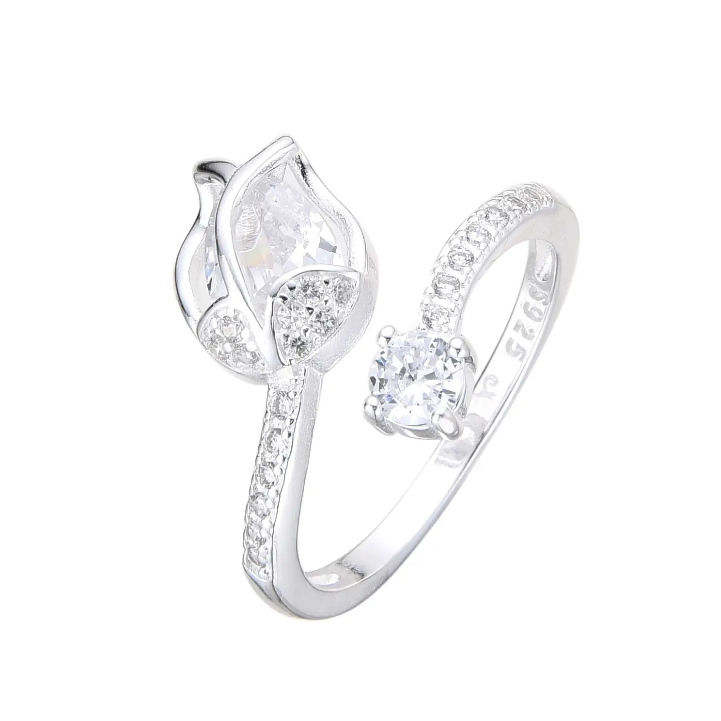 ANILLO TULIPÁN CUBIC ABIERTO / PLATA