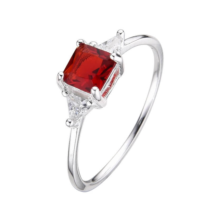ANILLO CUBIC ROJO / PLATA