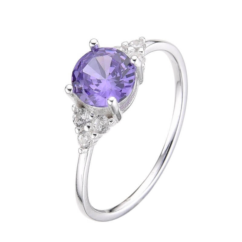 ANILLO CUBIC MORADO / PLATA