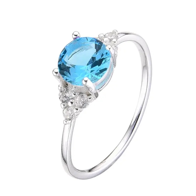 ANILLO CUBIC CELESTE / PLATA