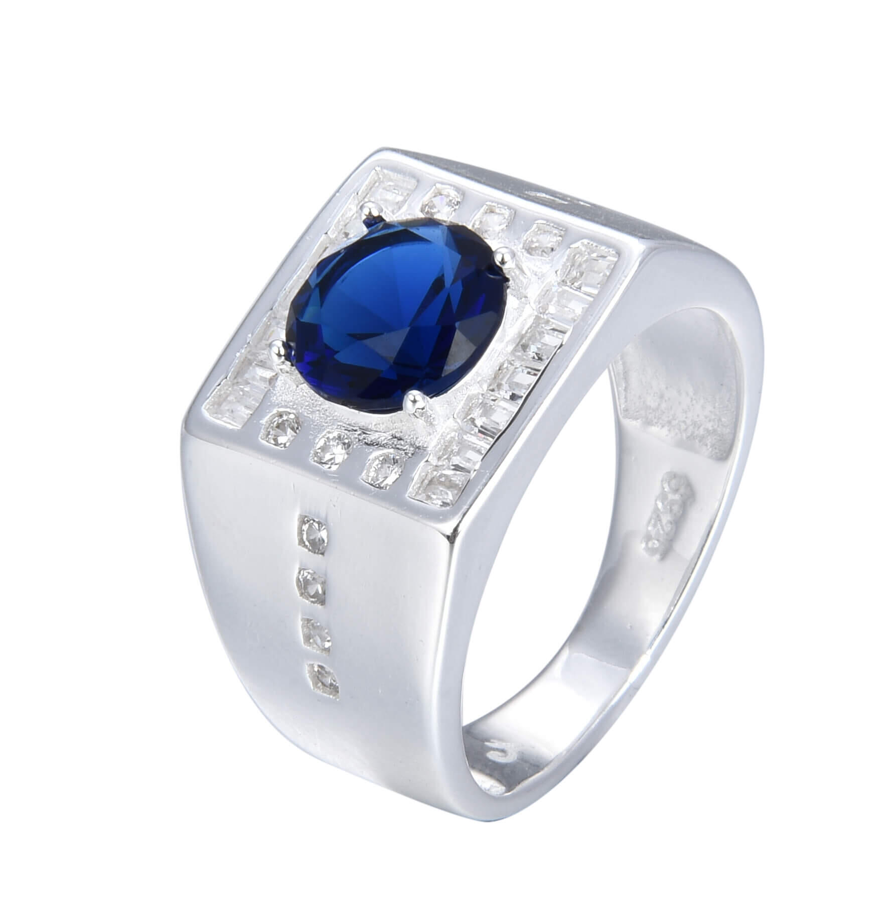 ANILLO CUADRADO CUBIC AZUL / PLATA