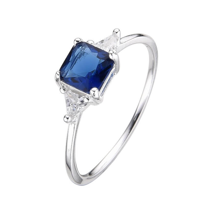 ANILLO CUADRADO CUBIC AZUL / PLATA