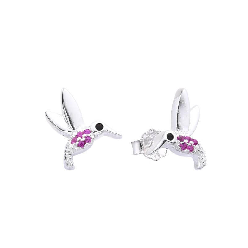 AROS PASANTE COLIBRÍ CUBIC ROSA / PLATA