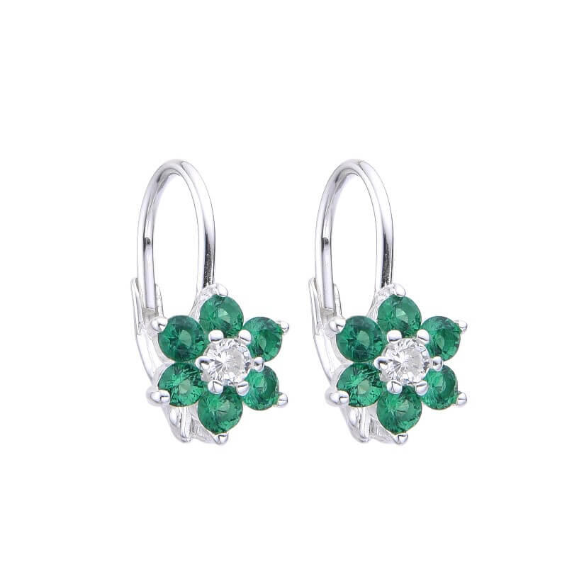 AROS BRISURA FLOR CUBIC VERDE / PLATA