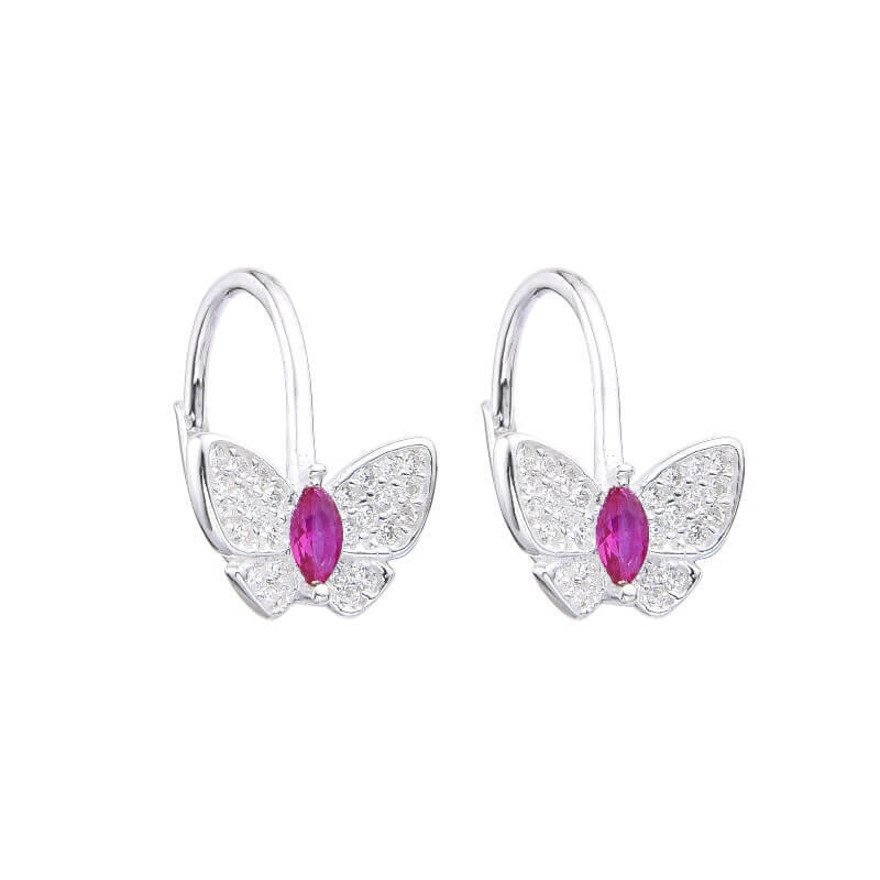 AROS BRISURA MARIPOSA CUBIC ROSA / PLATA