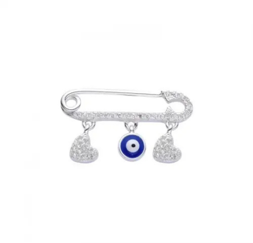 DIJE ALFILER OJO CORAZÓN CUBIC / PLATA	