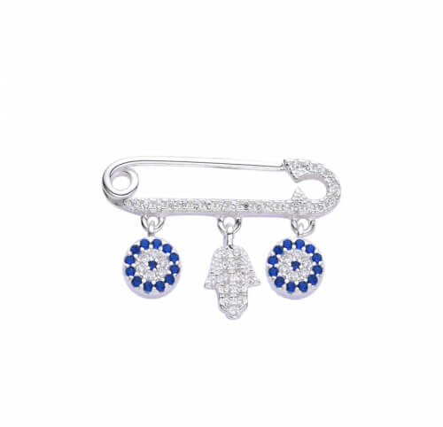 DIJE ALFILER OJO MANO CUBIC / PLATA	